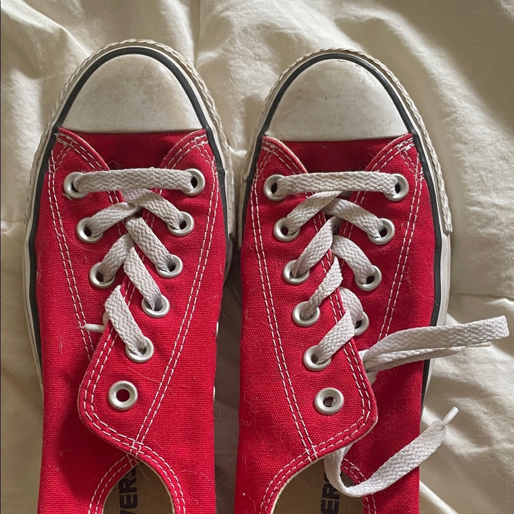 Converse Red Low Top Canvas Sneakers